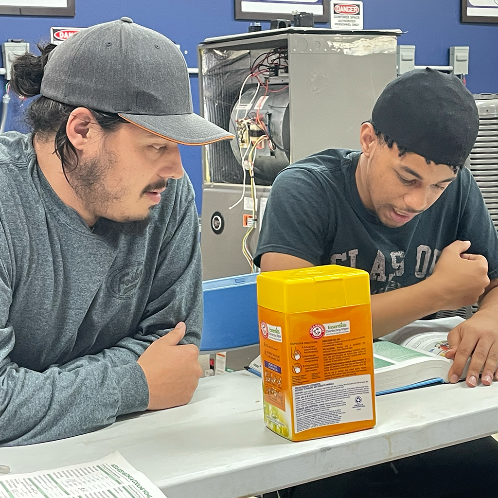 student studying hvac